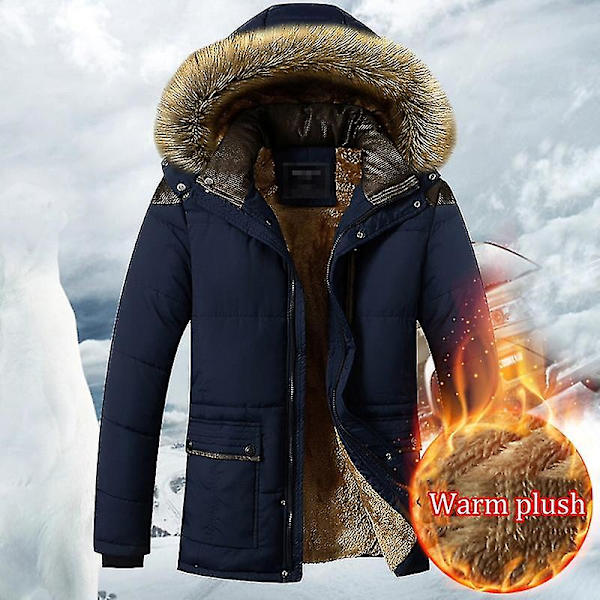 Vinterfortykket Varm Parka Herre Fleece Hætte Herre Vinterjakke Frakke Arbejdstøj Jakke Fløjlsfrakke Auburn M