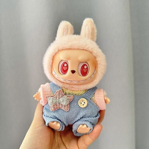 17cm Mini Plyschdockas Kläder Outfit Tillbehör För Korea Kpop Exo Labubu I II Idol Dockor Sittande Party Overaller Kläder Gåva 8