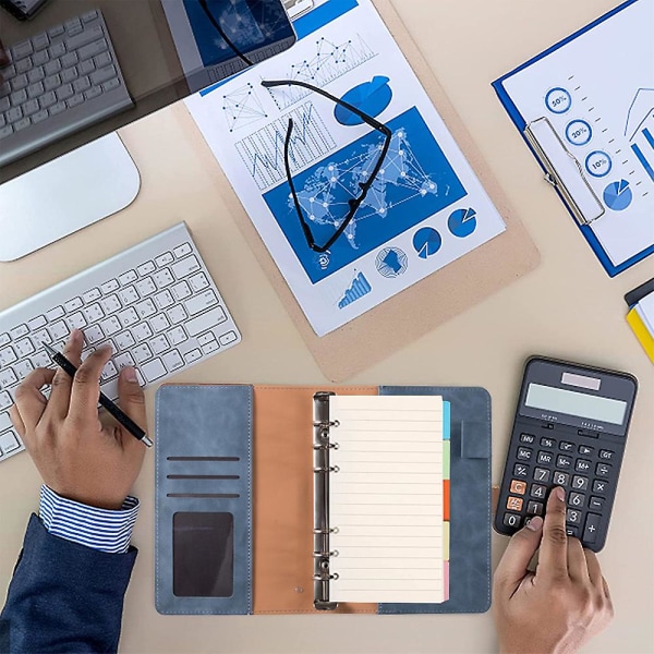Anteckningsbok Pärm Planerare Omslag Ficka Kontantbudgetsystem Denim Blue