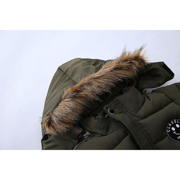 Hettejakke for barn Vinter Bomullsjakker Fuskepelskrage Overfrakker Red 130cm