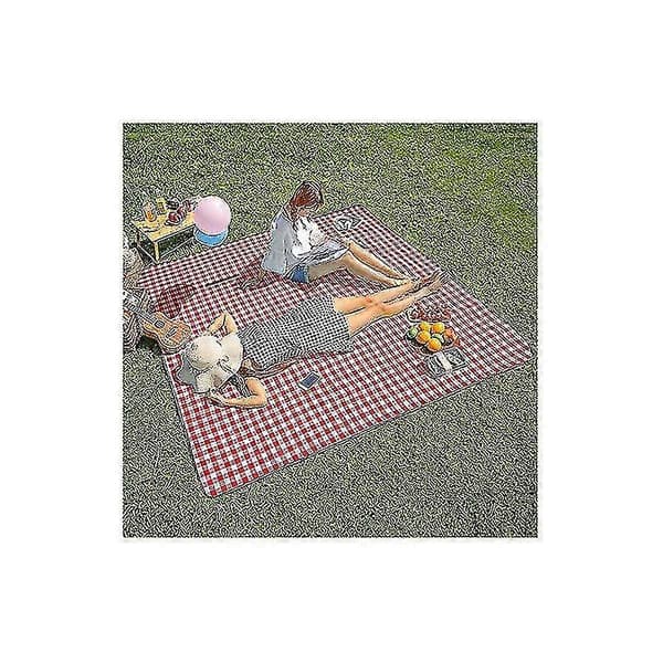 Basics Picknickfilt med vattentät baksida Engångs Picknickmatta Bärbar för utomhusutflykter red