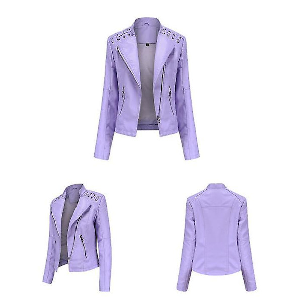 Skinnjacka för damer, avslappnad modell med dragkedja, finns i 12 färger Purple B XL