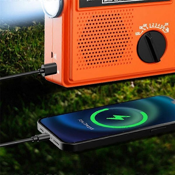 2000MAh Nødradio Bærbar Håndsveivradio AM/FM/SW LED Værvarslingsradio med Lommelykt