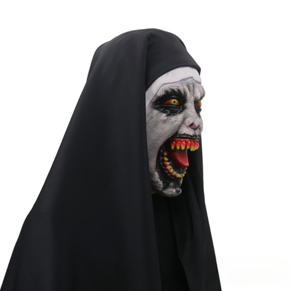 Halloween Pelottava Nunna Naamio Kuminaamio Pääpanta Temppu Pelottavat Naamiot Live-esitys Rekvisiitta Puku Kasvonaamiot Päähineellä 14