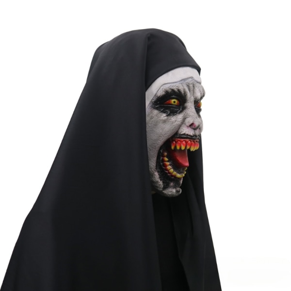 Halloween Scary Nun Mask Kuminaamari Päänauha Temppu Scary Masks Live Performance Props Puku Naamiot päähineellä 19