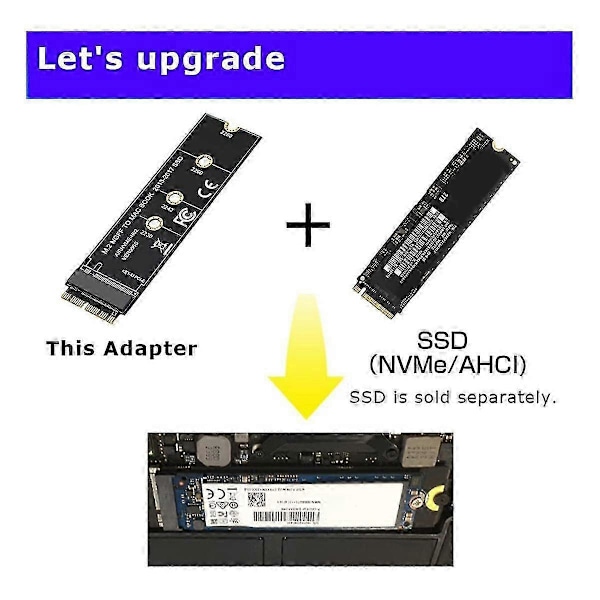 M.2 SSD - PCIe NVMe -sovitinkortti MacBook Pro/Air 2013-2017 -päivityssarjaan asennustyökalulla