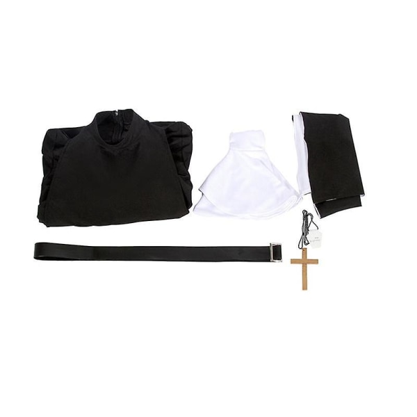 Skräck Nunna Cosplay Kostym Dam Halloween Kors Spöke Fest Rollspel Outfit Karneval Scenshow Utklädningskostym För Vuxna M