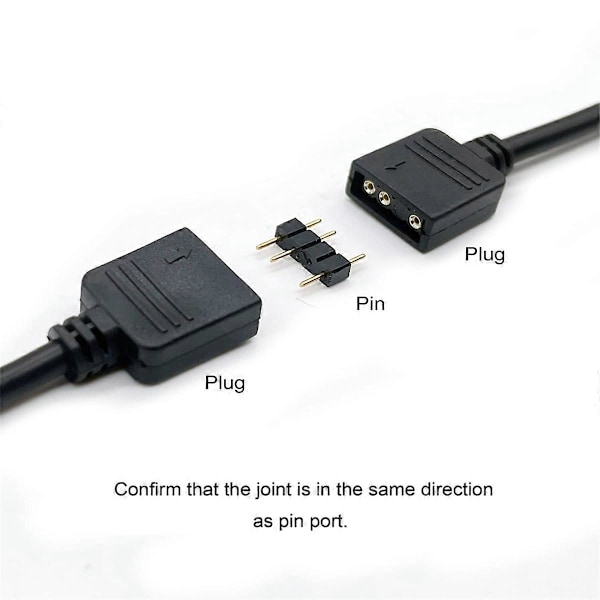 2 stk. ARGB Splitter Kabel, 1-til-4 Hun til Hun 5V 3-polet Adresselig RGB Splitter Forlængerkabel