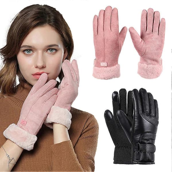 USB oppladbare varmehansker for kvinner, damer, vinter, kaldt vær, håndbeskyttelse Pink Double-sided heating