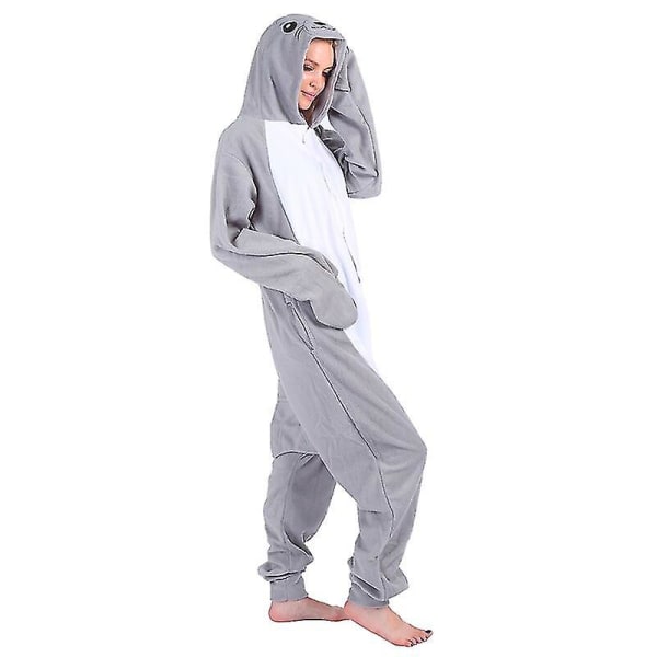 Uudet Winter Seal Onesies Naiset Miehet Unisex Aikuiset Hupulliset Suloiset Sarjakuva Onesies Eläinpyjamat Fleece Pyjamat Sleepwear Haalari XL-178-188CM