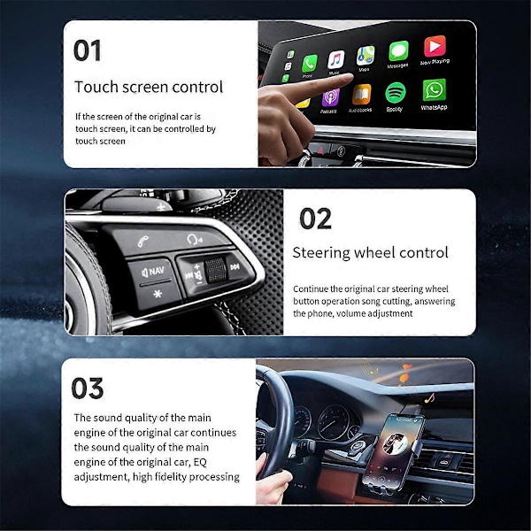 2 i 1 Trådbunden till Trådlös CarPlay Adapter Android Auto TV Box Adapter Mirrorlink Bluetooth 5.0 för Ca