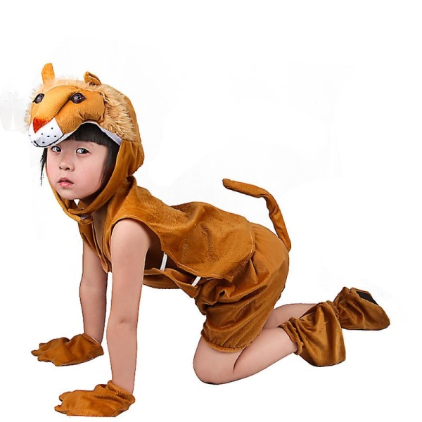 Lion-kids Djurdräkt Set Uppträdandedräkt Maskerad Halloween Scen Drama Barnens Dag Suitable for 130-140 cm