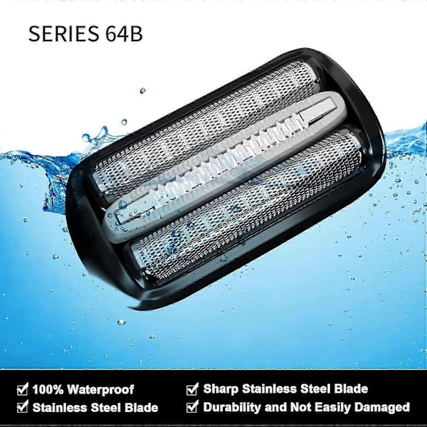 Series 6 Udskiftningshoved - 64B Kompatibel med Braun Series 6 Elektriske barbermaskiner, 64B til Braun S6