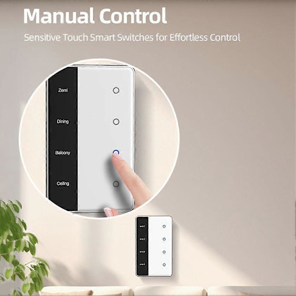 TUYA Zigbee DIY Namn Switch 4-vägs Smart Touchscreen Switch US Typ Fungerar med Tuya Alexa Home Röststyrning