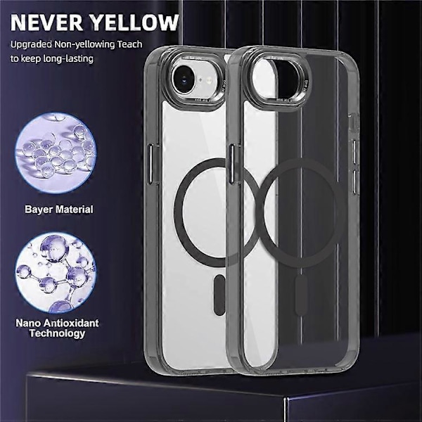 Kompatibelt deksel for iPhone 16e TPU+PC Transparent Magnetisk Telefondeksel Black
