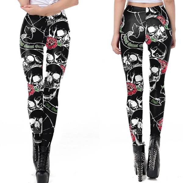 Halloween leggingsit naisille Hauskat graafiset joustavat housut style 6 M