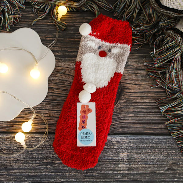 Strumpor Höst och Vinter Parstrumpor Nya Tecknade Söta Dam Julstrumpor Korallfleece Sovstrumpor Red Old Man (Naked Socks) Children
