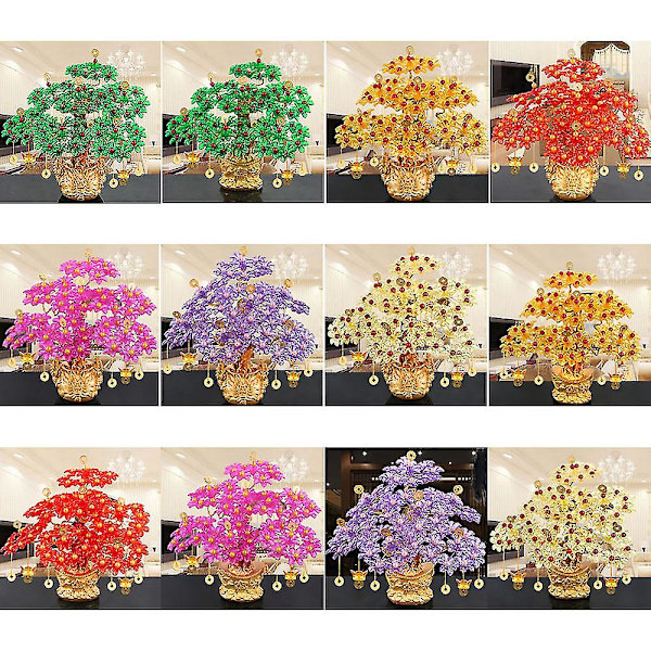 Raha Puut Feng Shui Vauraus Raha Sitriini Keltainen Bonsai Jalokivi Reiki Akryyli A2