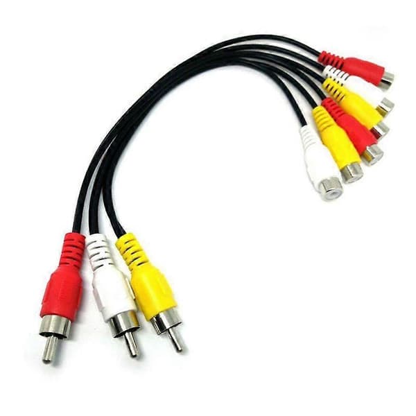 3 RCA han til 6 RCA hun lydvideo splitterkabel