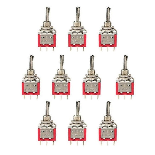 10 Stycken Växelströmbrytare PÅ-AV-PÅ 3-Positions Växelströmbrytare DPDT 6-Pin 6Mm 2A / 250VAC 5A / 120VA