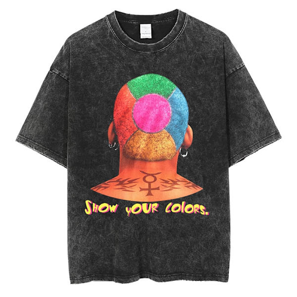 Dennis Rodman Graafinen T-paita Oversized Kesä Miesten Vaatteet Puuvilla Muoti Hip Hop Katu Lyhythihainen T-paita J295C-Black XXL