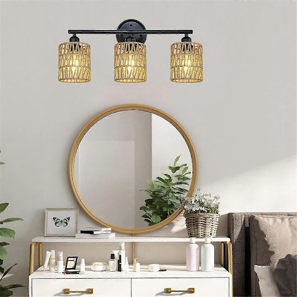 2-pack Rotting Lampskärm, 15 x 12,7 cm Handvävda Lampskärmar Ersättning för Golvlampor, Hängande Ljus