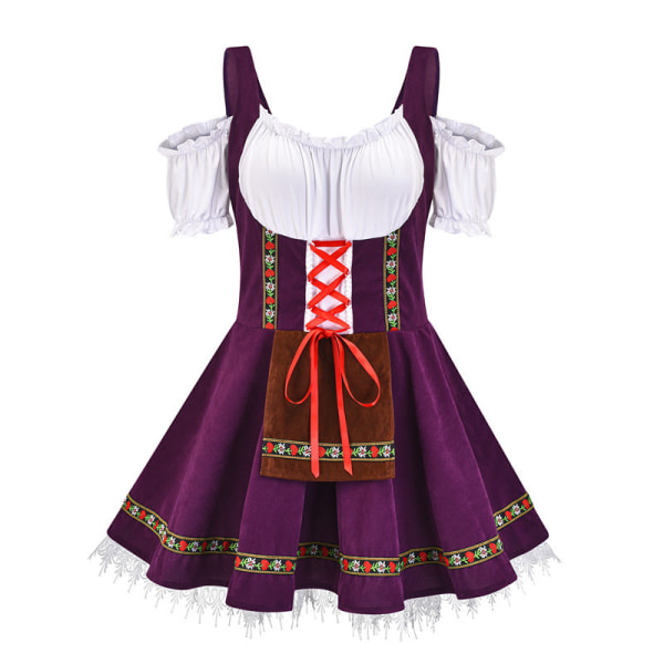 Saksa München plus olutpuku Halloween-baari tytön mekko näyttämöesitys puku piikaasu Purple 4XL