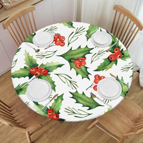 God Jul Duk Hellebore Blommor Julstjärna Röda Bär Xmas Duk Dekorativt för Holiday Home Party Bröllop Style 8 Suitable 80cm table