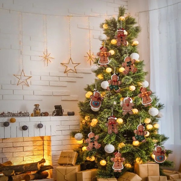 6 kappaletta joulun piparkakkukoristeet joulupuuhun riippuva riipus Hyvää joulua koristeita kotiin uudenvuodenlahja Navidad A