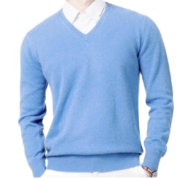 Herr Cashmere Tröja Höst Vinter Mjuk Varm Jersey Jumper Robe Hombre Pull Homme Hiver Pullover V-ringad O-ringad Stickade Tröjor Green S