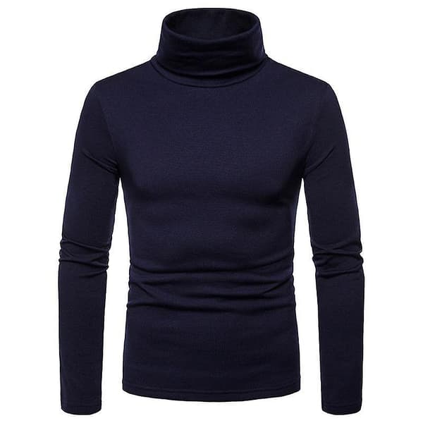 Mote Herre Casual Slim Fit Basic Rullekrage Strikket Genser Høy Krage Pullover Mann Dobbel Krage Høst Vinter Topper