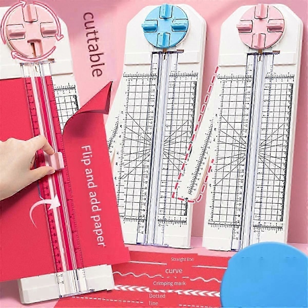 Papirkutter Håndverk Papirkutter, 4-i-1 Papirkutter 12 tommer Håndverk Papirkutter For Multifunksjon Scrapbooking Verktøy Blå