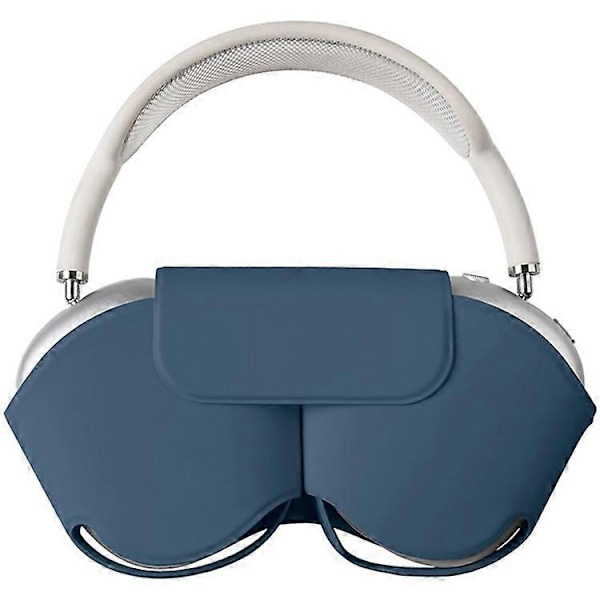 Kompatibel til Airpods Max Etui med Sleep Mode PU Læder Hovedtelefon Cover Blue