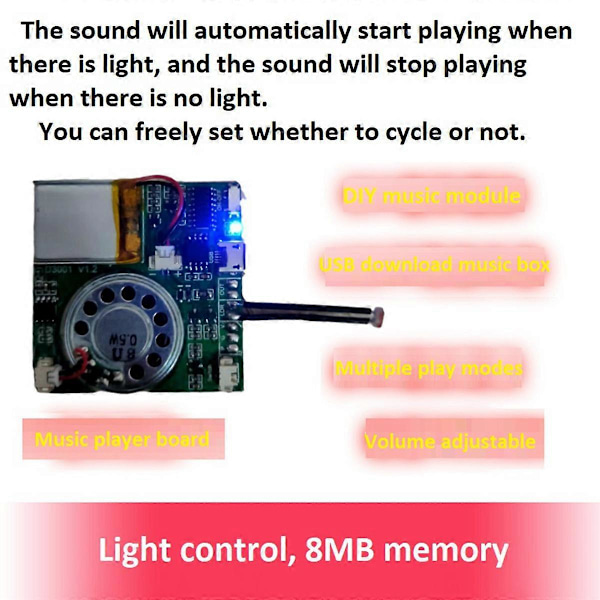 USB-äänitysmusiikkimoduuli DIY MP3 Äänitettävä äänimoduuli USB Ladattava äänimoduuli