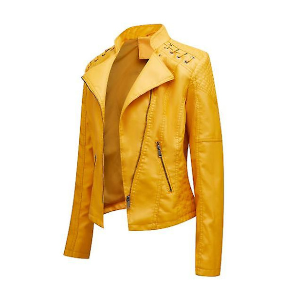 Skinnjakke for kvinner, avslappet med glidelås, tilgjengelig i 12 farger yellow XXXL