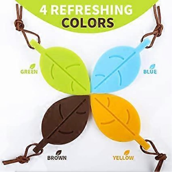 4-pack bladformade dörrstopp, silikondörrstopp, söta färgglada tecknade blad säkerhets flexibla dekorativa fingerskydd (grön)