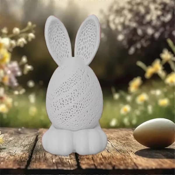 3D-printing Hul Kaninpynt til Påske, Lysestake Gips Skrivebordsdekorasjon, Hvit Utklipp Bu