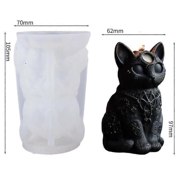 DIY Svart Katt Ljusform För Hemhantverk E1L7