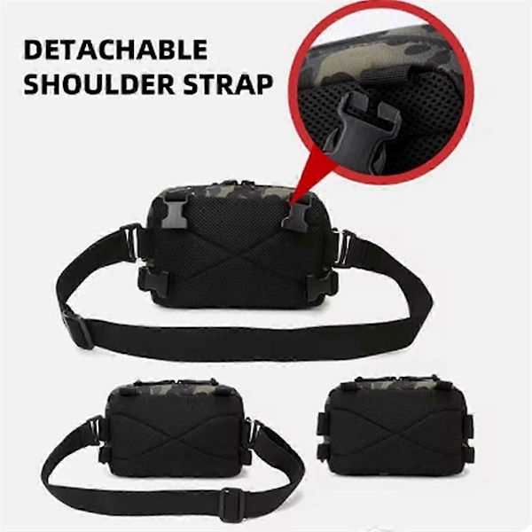 Fiskeväska Bröst Sling Pack Ryggsäck Sport Midjeväska med Fiskedrag för Camping Vandring EDC