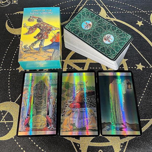 Skinnende holografiske tarotkort på spansk tysk version med beskeder på spansk med bog spådom fransk italiensk D039