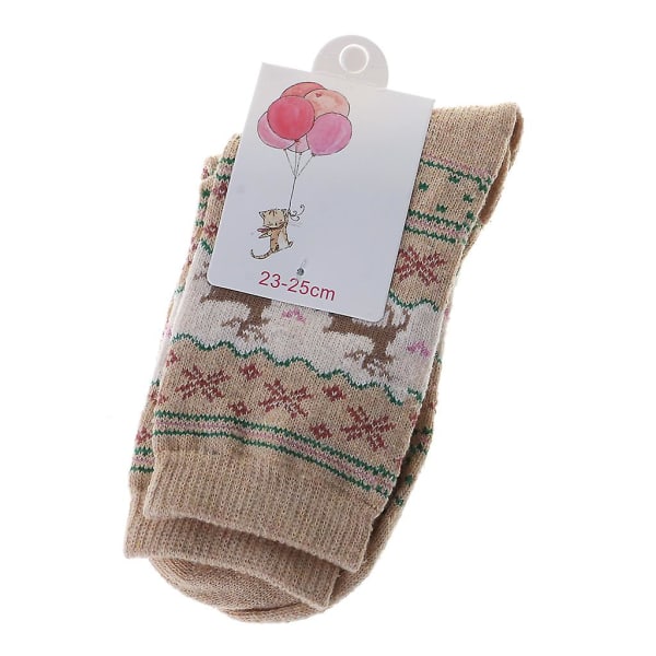 Dam Vinterstrumpor Julklapp Varma Ullstrumpor Beige