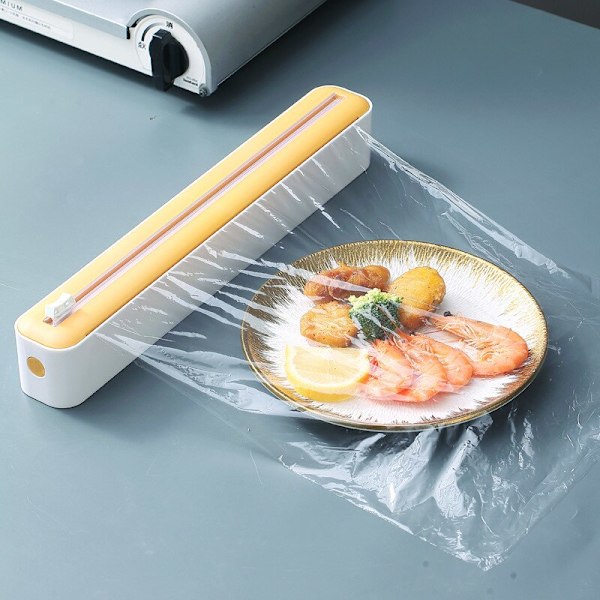 2 i 1 Plastfolieskärare Förvaring Matfolie Dispenser Folie Slider Köksredskap Plastic wrap 1pcs