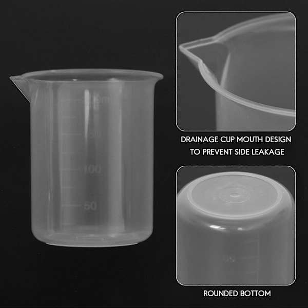 Kjøkken Lab Gradert Beger Klar Plast Målebeger Tykkere med Lokk Målekanne 200mL 2 stk