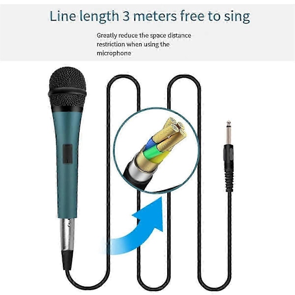 Handhållen professionell trådbunden dynamisk mikrofon röstmikrofon för sång och musikframträdanden