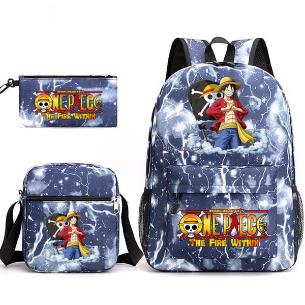 3 stk./sett One Piece Ryggsekk Anime Barn Skolesekk 18 tommer 5 45CMX32CMX15CM