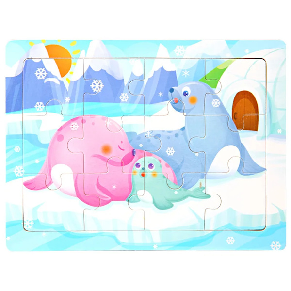 15*11cm 3D Palapeli Sarjakuvaeläimet Puupalapeli Lasten Kognitiivinen Palapeli Vauvan Puiset Lelut Opetuslelut Lapsille 20-sea Lion
