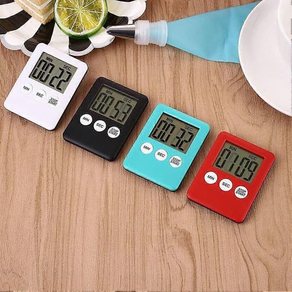 Stor LCD Digital Køkken Madlavning Timer Nedtælling Timere Lille UK Ur ^uk| silver