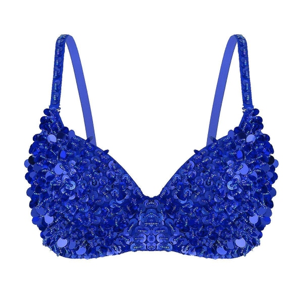 Tribal glitter sparkle mavedans bh top med perler og pailletter til kvinder Blue 38/85