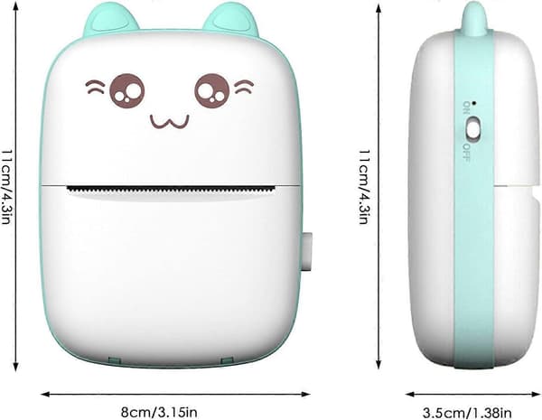 Minifotoprinter, termisk etikettprinter med USB-lading, bærbar Bluetooth (hvit-rosa)