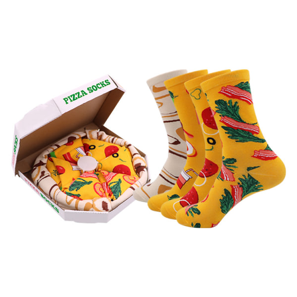 Pizzastrumpor pizza mid-tube bomullsstrumpor herr kreativt modepar Julklappslåda strumpor julstrumpor style 1